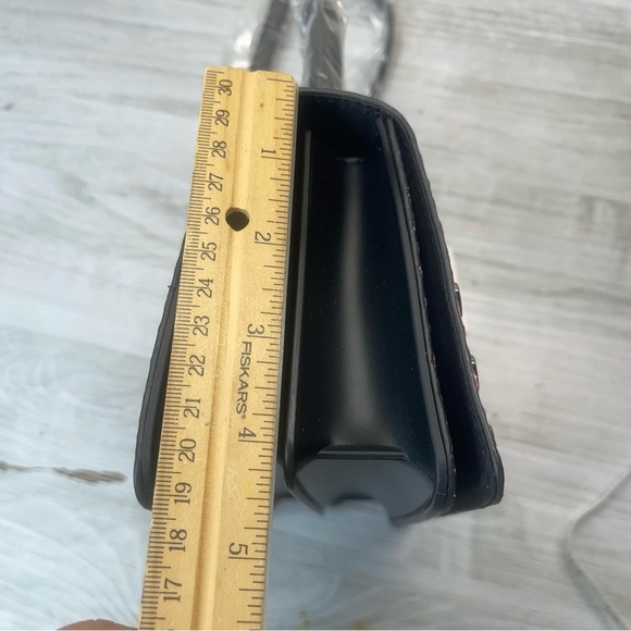 Betsey Johnson LUV Betsey LBEVIE Pink Black Heart Shaped Snake Print Studded Bag - Picture 12 of 16